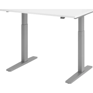 kaiserkraft UPLINER-K - Secretária, regulável eletricamente em altura, 700 - 1200 mm, LxP 1200 x 800 mm, LxP 1200 x 800 mm, branco/cinza alumínio,