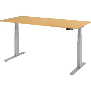 UPLINER-K - Schreibtisch, elektrisch höhenverstellbar, mit Memoryschalter, BxT 1800 x 800 mm, Buche/alusilber kaiserkraft