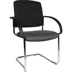 eurokraft pro Freischwinger, VE 2 Stück, Rückenlehne gepolstert, schwarz, Sitz anthrazit