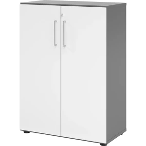 VERA-ZWO - Büroschrank, HxBxT 1100 x 800 x 420 mm, 2 Fachböden, graphit / weiß kaiserkraft