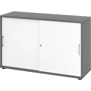 VERA-ZWO - Schiebetürenschrank, HxBxT 748 x 1200 x 400 mm, 2 Ordnerhöhen, graphit / weiß kaiserkraft