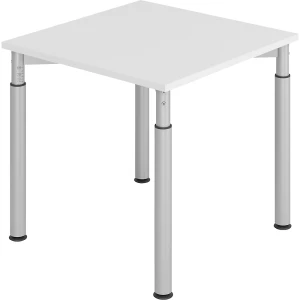 VERA-ZWO - Schreibtisch mit 4-Fuß-Gestell, höhenverstellbar, Tiefe 800 mm, Breite 800 mm, lichtgrau / alusilber kaiserkraft