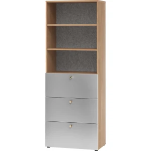 ANNY-AC - Kombischrank mit Akustik-Rückwand, 2 Fachböden, 3 Hängeregistraturschübe, Nussbaum-Dekor kaiserkraft