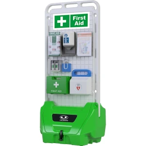 kaiserkraft Estação de serviço móvel SAFETY POINT, com tampa fechável à chave, vedação, para produtos de segurança/proteção, verde, a partir de 5