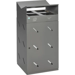 VAR Abfallsammelstation, 4fach-Einwurf, Volumen 200 l, eisenglimmer