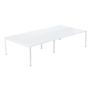 EasyDesk 4er-Teamschreibtisch, Breite 1200 / 2400 mm, Tiefe 600 / 1260 mm, weiß