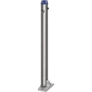 kaiserkraft Poste de barreira em aço inoxidável, com cabeça para corrente, para fixar com buchas, Ø 76 mm, rebatível, fecho triangular, Poste de