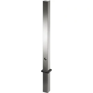 kaiserkraft Poste de barreira em aço inoxidável, com cabeça plana, encaixe de solo para encastrar em betão, 70 x 70 mm, Poste de barreira em aço