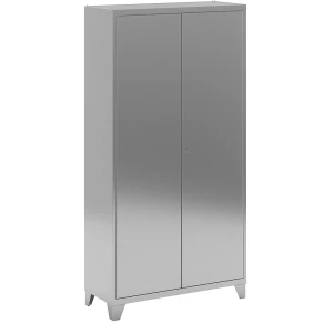 Edelstahl-Flügeltürenschrank mit Stollenfüßen, mit 4 Böden, HxBxT 1950 x 1000 x 400 mm kaiserkraft