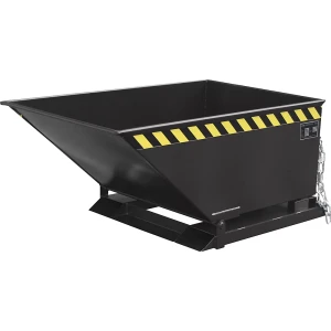 eurokraft pro Kippmulde mit Klappmechanismus, Bauform niedrig, Volumen 0,4 m³, schwarzgrau RAL 7021
