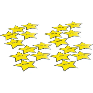 SMIT VISUAL Símbolo magnético NEW STAR , LxA 63 x 60 mm, embalagem de 20 unid., amarelo/preto, Símbolo magnético NEW STAR, LxA 63 x 60 mm, embalagem