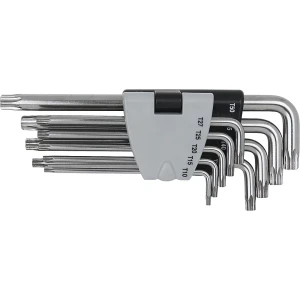 KS Tools Edelstahl-Winkelstiftschlüssel-Satz lang, Torx mit Stirnlochbohrung, 9 Teile