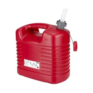 PRESSOL Jerricã em plástico para combustível , bico de descarga flexível, capacidade 20 l, embalagem de 5 unid., vermelho, a partir de 5 unid.,