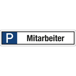 Parkplatzkennzeichen, Aluminium, P / Mitarbeiter, LxH 520 x 110 mm kaiserkraft