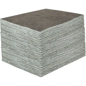 kaiserkraft Absorvente aglutinante universal DuraSoak®, panos, embalagem de 100 unid., celulose reciclada, 380 x 480 mm, cinzento, Absorvente
