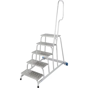 KRAUSE Mobiler Montagetritt STABILO, 2 Bockrollen, Handlauf einseitig, 5 Stufen