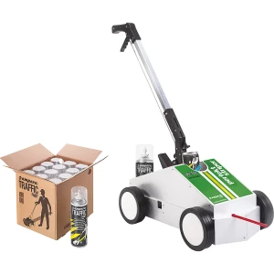 Ampere Bodenmarkierwagen-Set, Markierwagen mit 12 Dosen Traffic Extra Paint, weiß, inkl. Zubehör