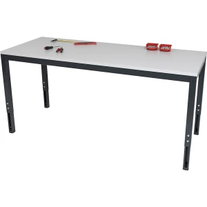 eurokraft basic Höhenverstellbarer Arbeitstisch, Vierkantrohr 45 x 45 mm, Melaminplatte, BxT 1500 x 700 mm