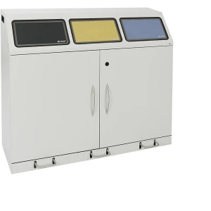 kaiserkraft Coletor de materiais recicláveis com pedal, aço, capacidade 3 x 70 l, com recipiente interior, Coletor de materiais recicláveis com pedal,