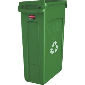 Rubbermaid Abfalleimer SLIM JIM®, Volumen 87 l, mit Lüftungskanälen, grün mit Recyclingsymbol