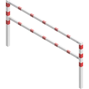 Schake Wegesperre,feststehend, mit Ober- und Knieholm, rot-weiß, Breite 2500 mm