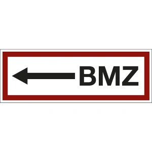 Brandschutzkennzeichen für die Feuerwehr, BMZ, Pfeil nach links, VE 10 Stk, Folie, LxH 297 x 105 mm kaiserkraft