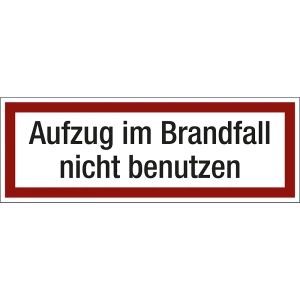 Brandschutzkennzeichen für die Feuerwehr, Aufzug im Brandfall nicht benutzen, VE 10 Stk, Folie, LxH 148 x 52 mm kaiserkraft