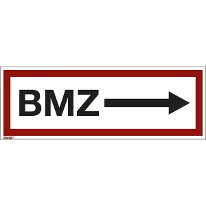 Brandschutzkennzeichen für die Feuerwehr, BMZ, Pfeil nach rechts, VE 10 Stk, Folie, langnachleuchtend, LxH 297 x 105 mm kaiserkraft