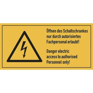 kaiserkraft Mehrsprachige Kombischilder mit Text für Elektroeinsatzbereiche, Öffnen des Schaltschrankes nur durch autorisiertes Fachpersonal erlaubt!,