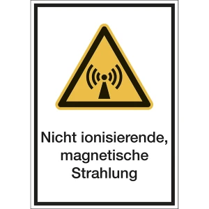 Kombischilder mit Text für Warnkennzeichen, Nicht ionisierende, magnetische Strahlung, VE 10 Stk, Folie, LxH 210 x 297 mm kaiserkraft