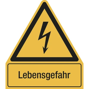 Kombischilder mit Text für Warnkennzeichen, Lebensgefahr, VE 10 Stk, Kunststoff, LxH 210 x 240 mm kaiserkraft