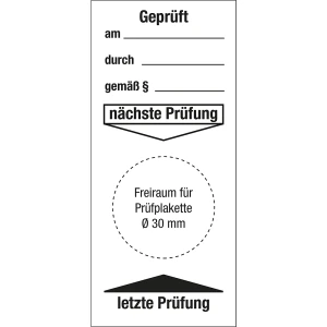 Prüfplakette/Grundplakette, Folie, Geprüft am, VE 10 Stk, LxH 40 x 90 mm kaiserkraft