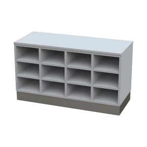Sitover-Garderobenbank, einseitig, melaminbeschichtet, 9 Fächer, Länge 820 mm, grau, Edelstahlsockel kaiserkraft
