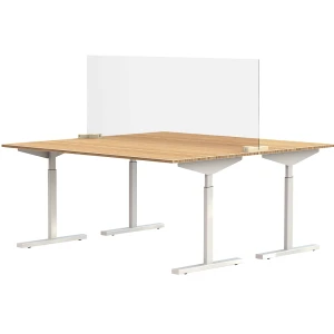 SMIT VISUAL Trennscheibe für Schreibtische/Tische, inkl. 2 Fußverbinder in T-Form, HxB 590 x 1600 mm