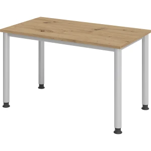 eurokraft pro RENATUS - Schreibtisch Mini-Office 4, 4-Fuß-Gestell, Breite 1200 mm, Eiche-Dekor, Rundstahlrohr