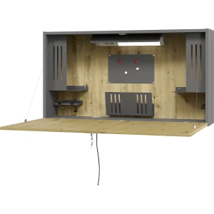 kaiserkraft Escrivaninha Mini-Office, AxLxP 650 x 1200 x 260 mm, cinzento grafite/imitação de carvalho, Escrivaninha Mini-Office, AxLxP 650 x 1200 x