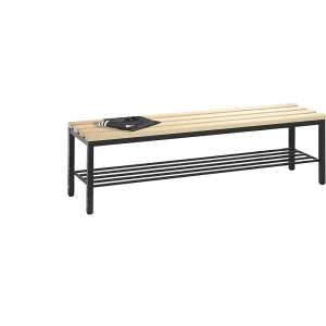 C+P Umkleidebank BASIC, Buchenholzleisten, Länge 1500 mm, Schuhrost