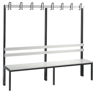 C+P Banco de vestiário BASIC, com um lado , ripas em plástico, comprimento 1960 mm, cinzento claro, Banco de vestiário BASIC, com um lado, ripas em