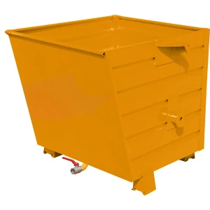 eurokraft pro Späne-Stapelkipper BSL mit Lochblechboden, Volumen 0,55 m³, gelborange