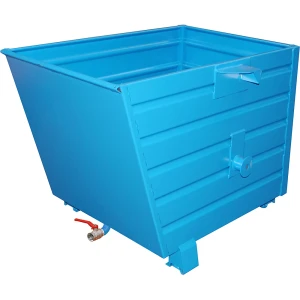eurokraft pro Späne-Stapelkipper BSL mit Lochblechboden, Volumen 0,7 m³, lichtblau