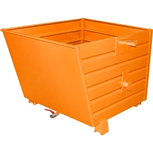 eurokraft pro Späne-Stapelkipper BSS mit Siebblecheinsatz, Volumen 0,9 m³, gelborange