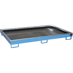 eurokraft pro Regal-Bodenwanne mit PE-Einsatz, 240 l Auffangvolumen, LxBxH 2165 x 1315 x 230 mm, blau, ab 3 Stk