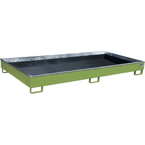 eurokraft pro Cuba no fundo da estante com encaixe em PE , encaixe em PE, 240 l, 2665 x 1315 x 210 mm, verde, Cuba no fundo da estante com encaixe em