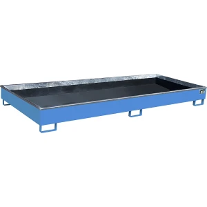 eurokraft pro Regal-Bodenwanne mit PE-Einsatz, 540 l Auffangvolumen, LxBxH 3265 x 1315 x 270 mm, blau, ab 3 Stk