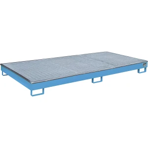 eurokraft pro Cuba no fundo da estante com encaixe em PE , com grade, 240 l, CxLxA 2665 x 1315 x 210 mm, azul, Cuba no fundo da estante com encaixe em