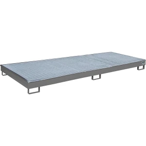 eurokraft pro Regal-Bodenwanne mit PE-Einsatz, mit Rost, 240 l, LxBxH 3265 x 1315 x 195 mm, grau