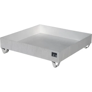 eurokraft pro Edelstahl-Auffangwanne, für 200-l-Fässer, 4 Fässer, LxBxH 1200 x 1200 x 285 mm
