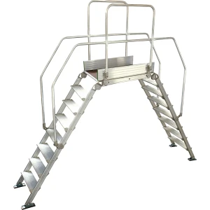 Alu-Leiternüberstieg, Gesamtbelastung 200 kg, 8 Stufen, Plattform 900 x 530 mm kaiserkraft