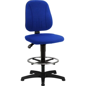 bimos Arbeitsdrehstuhl, mit Gasfeder-Höhenverstellung, Stoffbezug, blau, mit Bodengleitern und Fußring