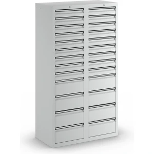 Schubladenschrank, HxBxT 1800 x 1000 x 500 mm, 18 Schubladen 100 mm, 8 Schubladen 200 mm hoch, Korpus und Schubladen grau kaiserkraft